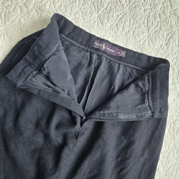 90s Ralph Lauren Purple Label Vintage USA Wool Midi Pencil Skirt Navy - Picture 2 of 8